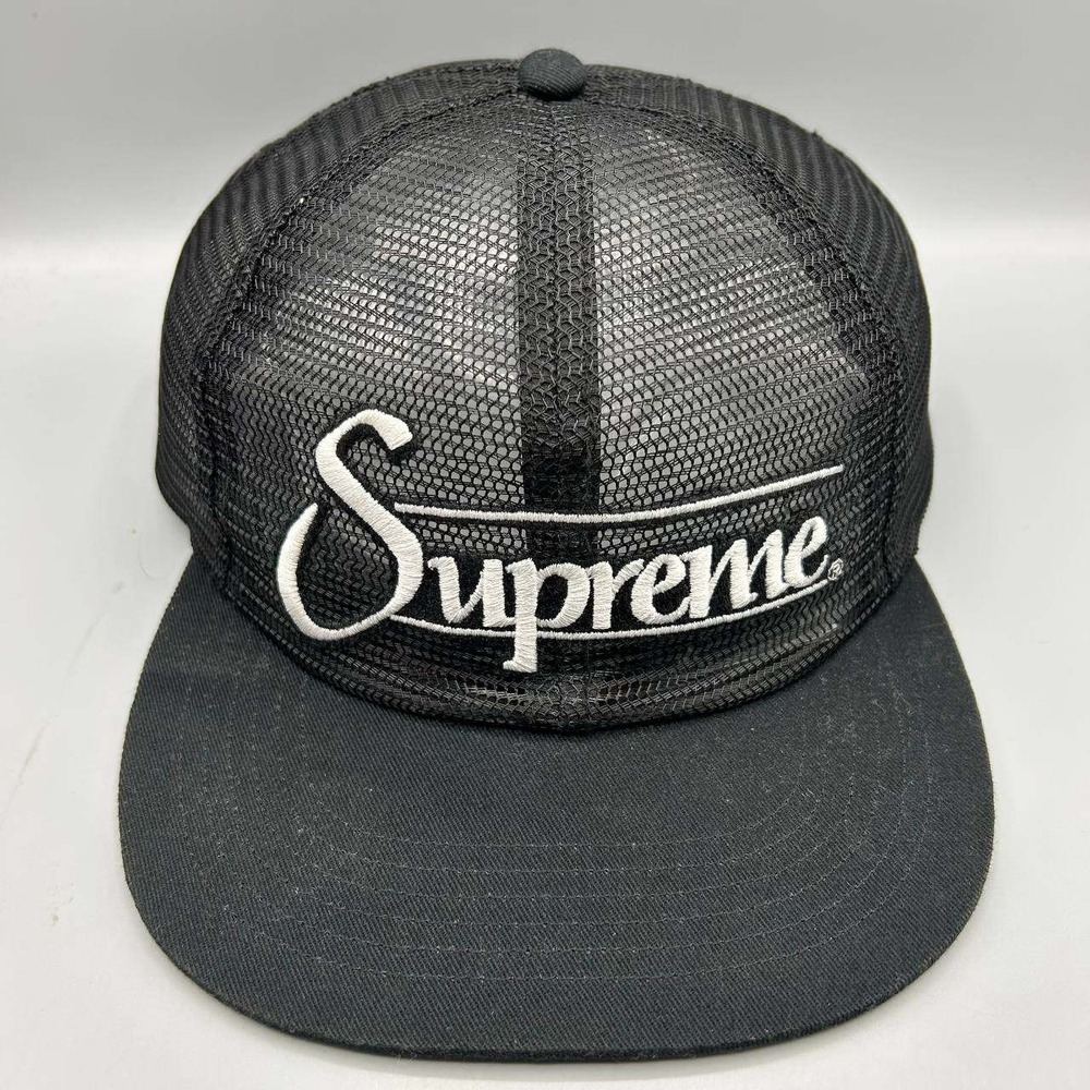Supreme Trucker Hat Men Black Embroidered Snap Back Cap